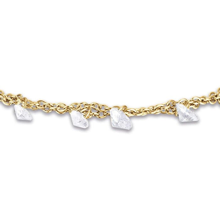 Bracelet en acier doré IP avec cristaux blancs