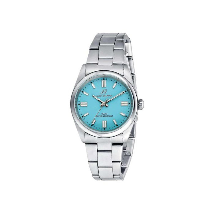 Montre en acier avec cadran bleu