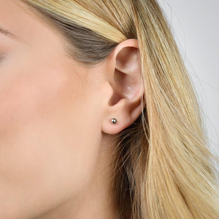 BOUCLES D'OREILLES FEMME EN ACIER AVEC SPHÈRE