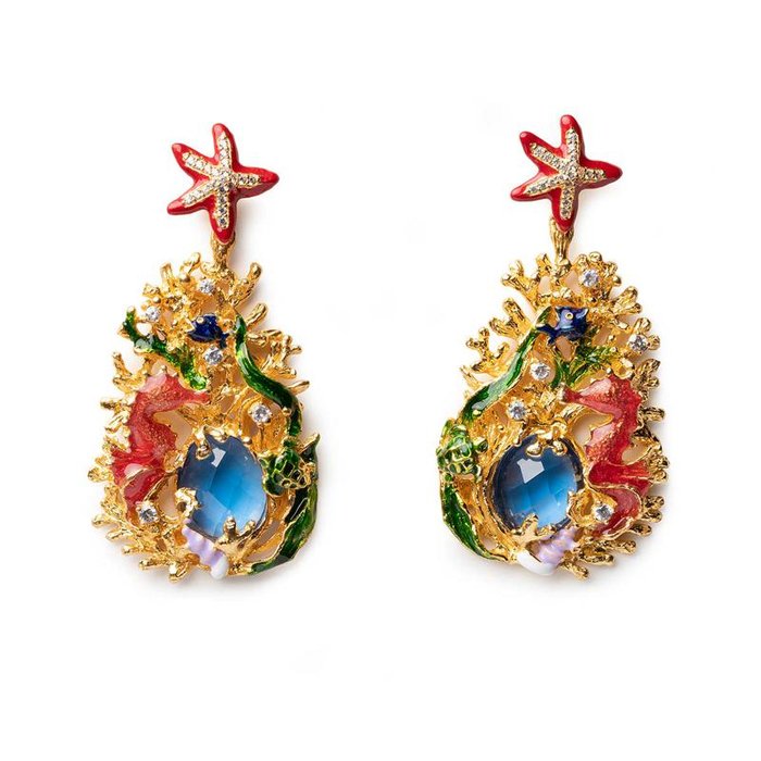 Boucles d'oreilles en eau siamite bleue