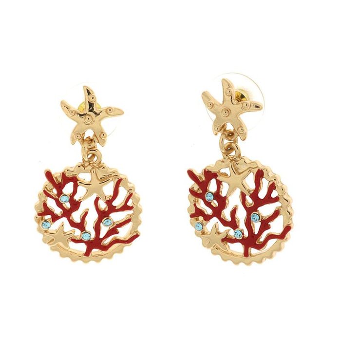 Boucles d'oreilles en métal avec coraux