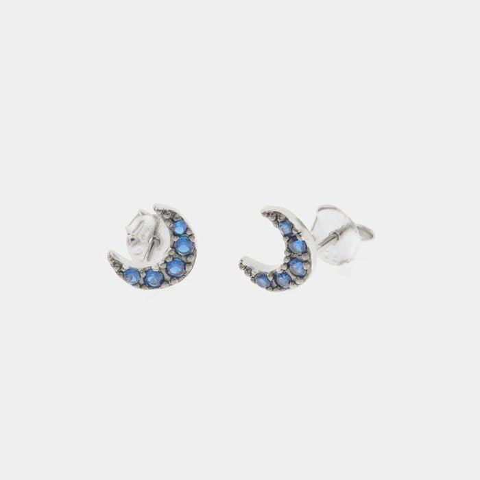 Orecchini in Argento 925 a forma di luna con cristalli blu