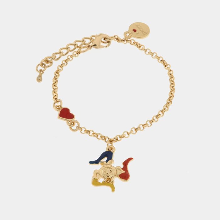 Bracelet en métal avec pendentif cœur et trinacria