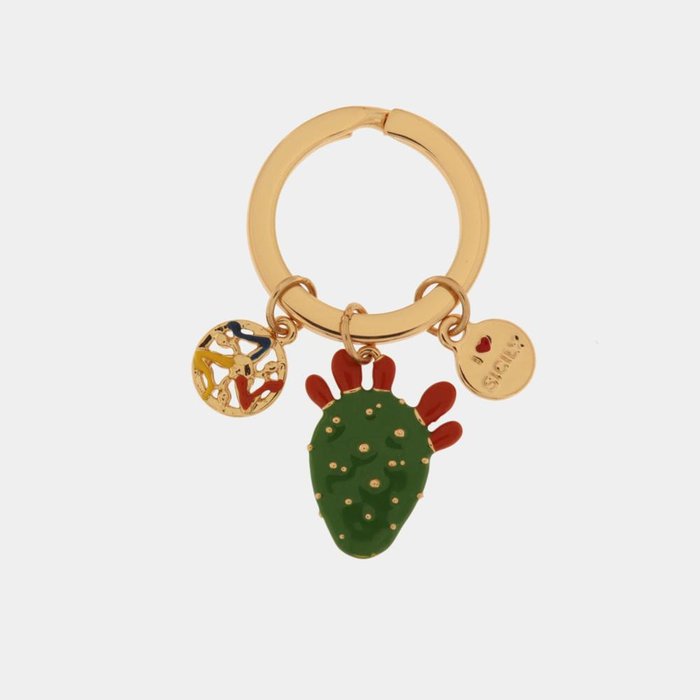 Portachiavi in Metallo con cactus e trinacria