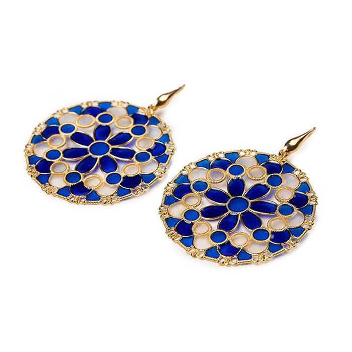 Orecchini Merletti Tondi Blu